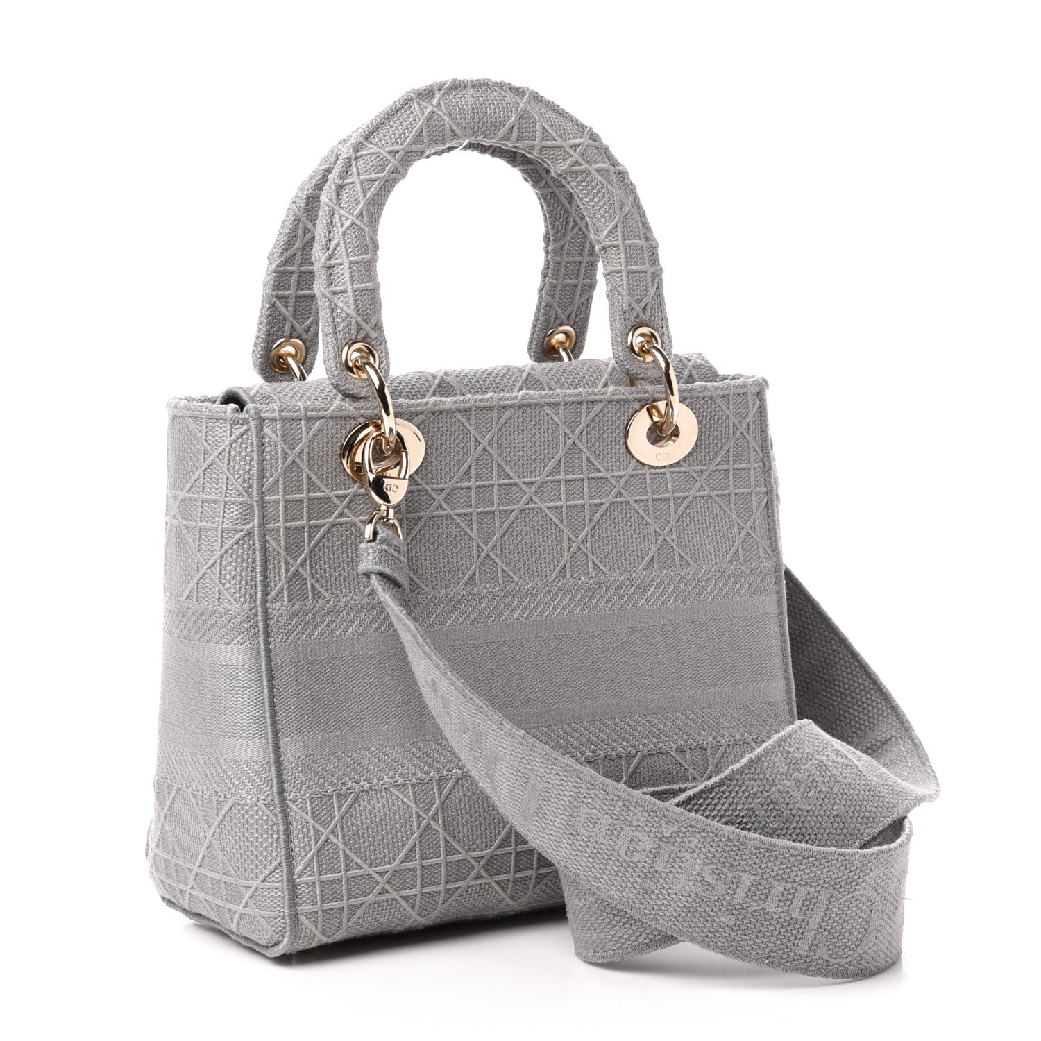 Christian Dior Canvas Embroidered Cannage Medium Lady D-Lite Gray 4 of 11