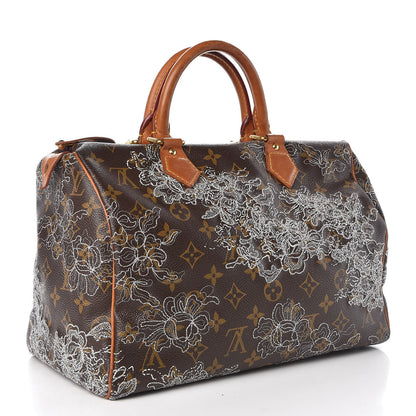 Louis Vuitton Monogram Dentelle Speedy 30 Silver 3 of 10