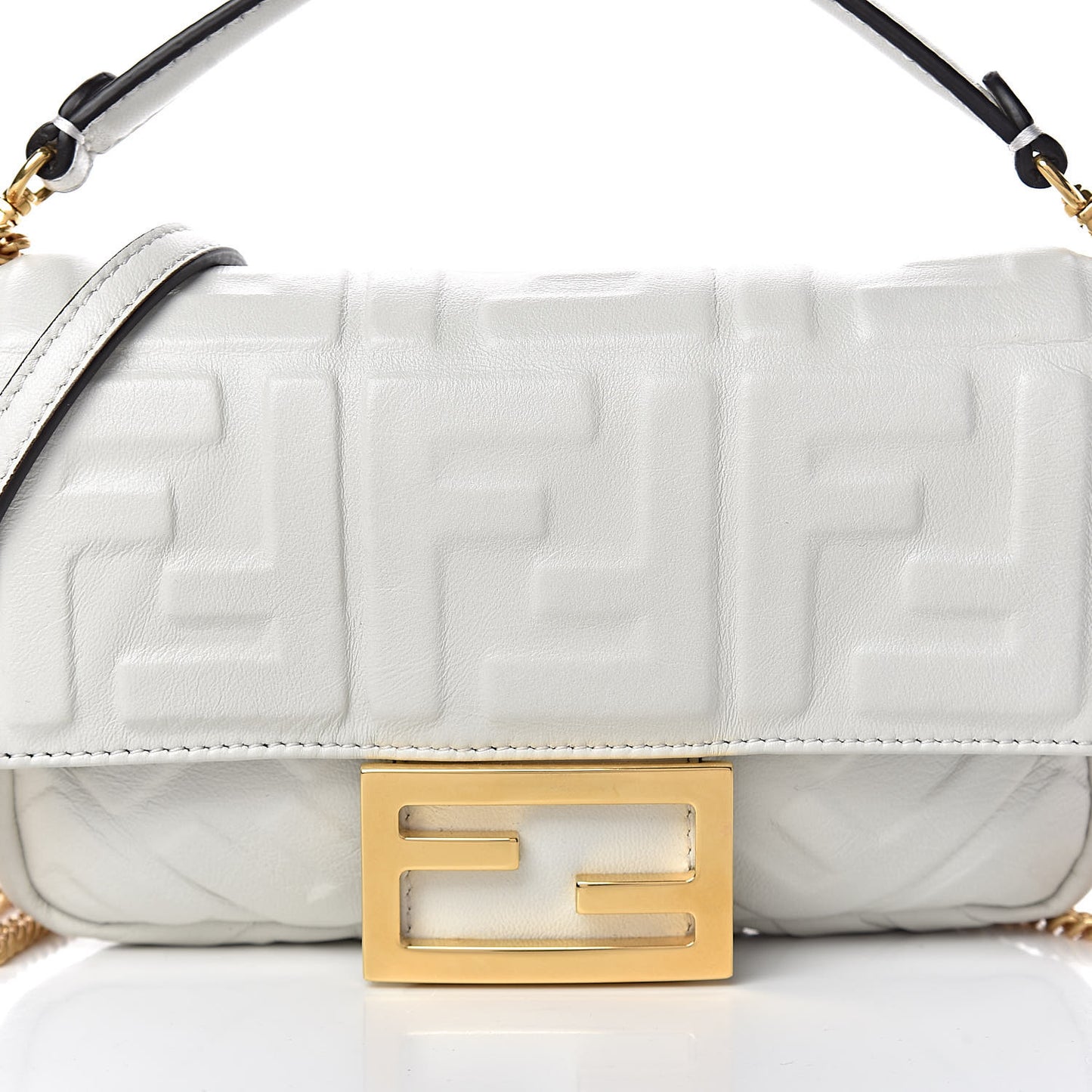 Nappa FF 1974 Embossed Mini Baguette White
