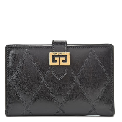Givenchy Goatskin Diamond Quilted GV3 Medium Wallet Black 1 of 13