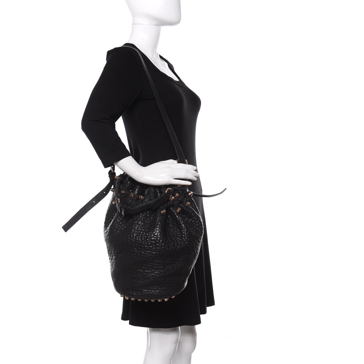 Alexander Wang Pebbled Lambskin Diego Bucket Black Rose Gold Hardware 2 of 10