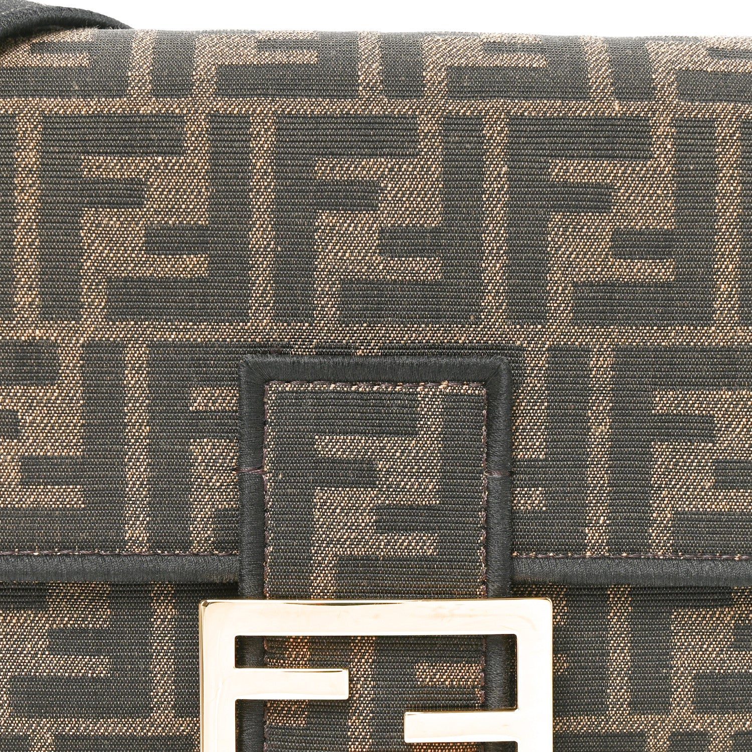 Fendi Fabric Jacquard FF 1974 Medium Baguette Tobacco Moro Black 8 of 11