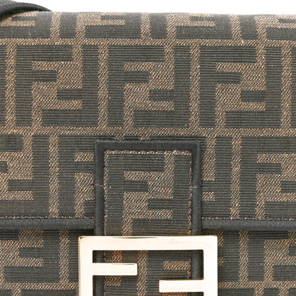 Fendi Fabric Jacquard FF 1974 Medium Baguette Tobacco Moro Black 8 of 11