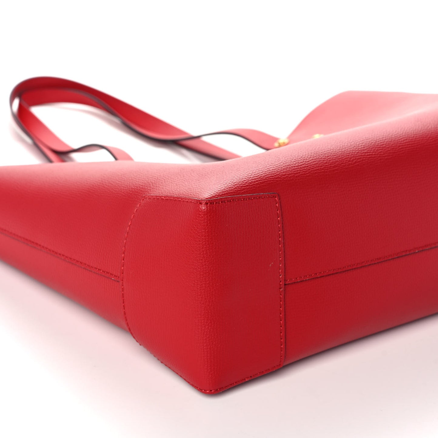 Grainy Calfskin Haymarket Check Small Reversible Tote Red