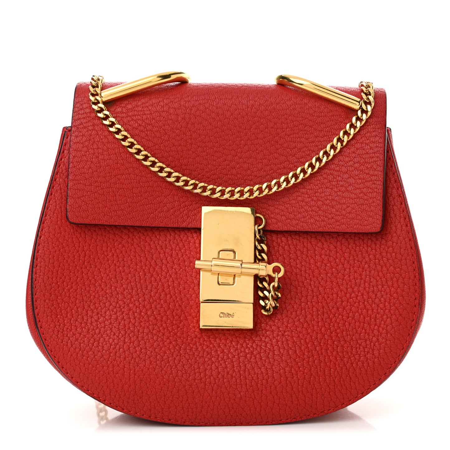 Grained Lambskin Mini Drew Shoulder Bag Plaid Red