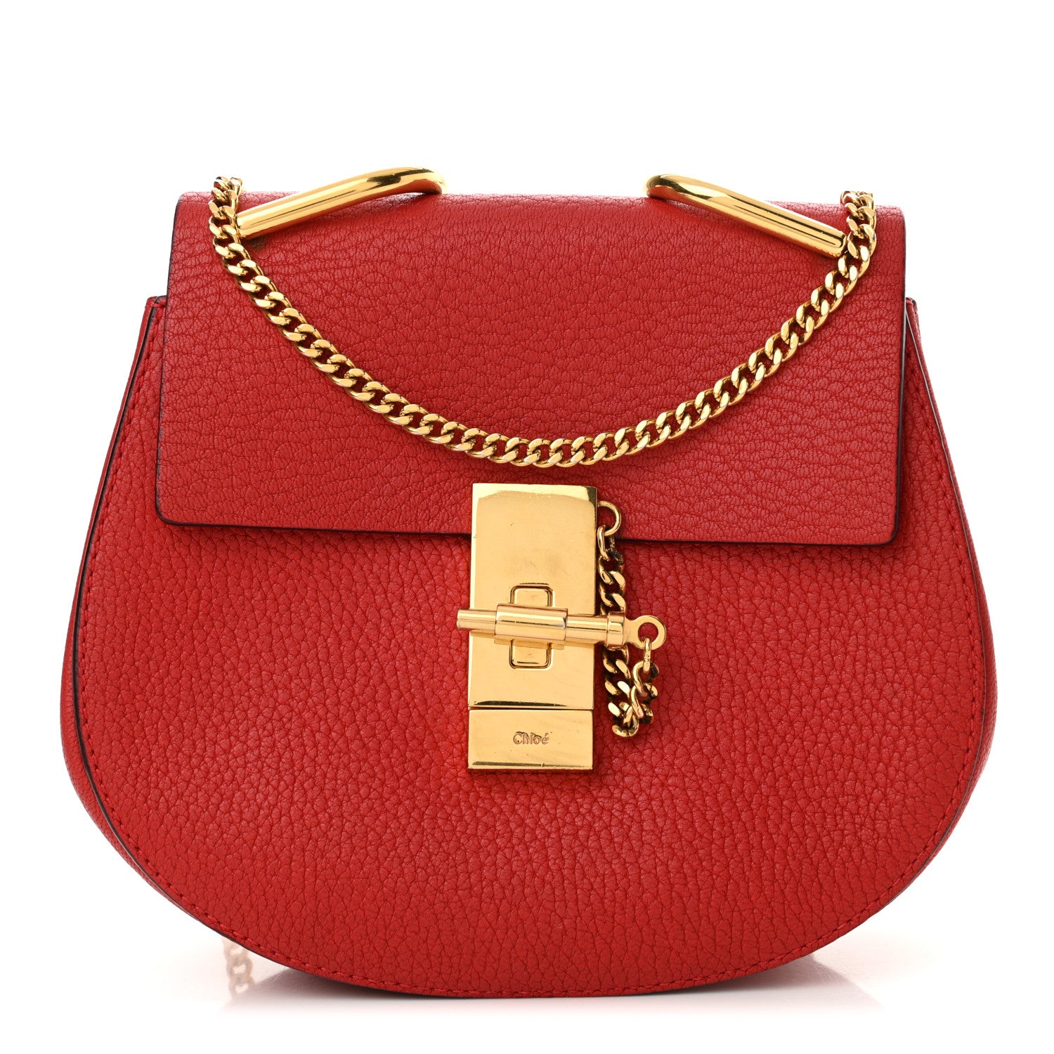 Chloe Grained Lambskin Mini Drew Shoulder Bag Plaid Red 1 of 11