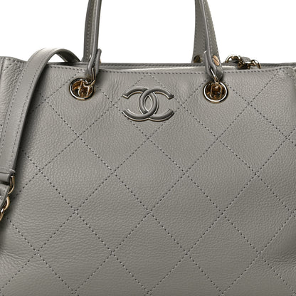 Chanel Bullskin Stitched Small Shopping Bag Grey 8 of 12