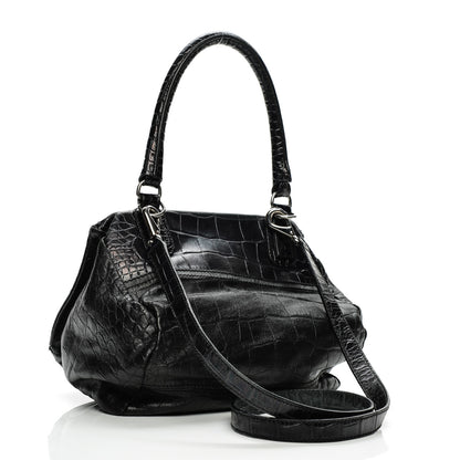 Givenchy Calfskin Crocodile Embossed Small Pandora Black 3 of 13