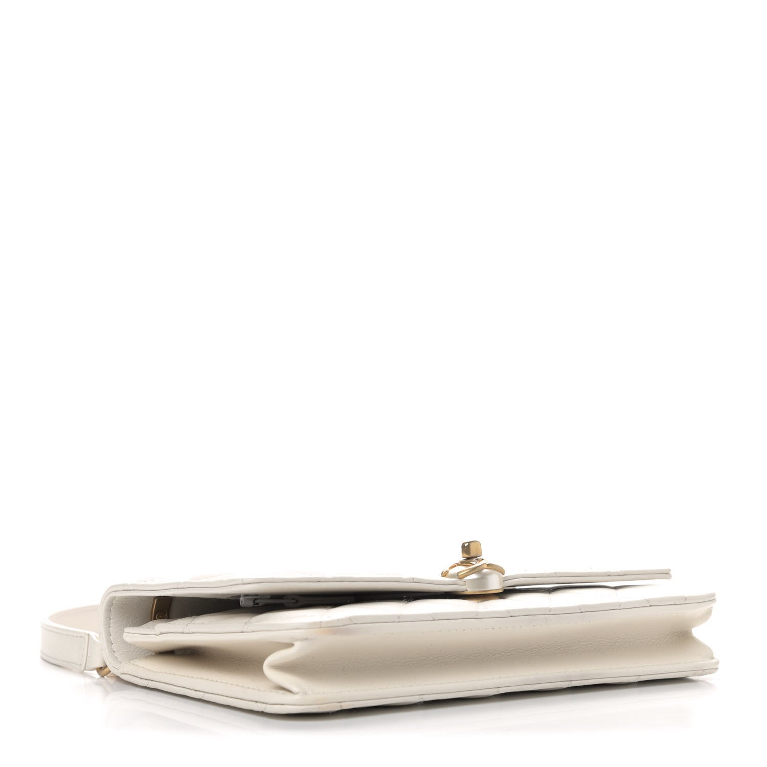 Chanel Calfskin Quilted Pearl CC Wallet On Chain WOC White 3 of 6