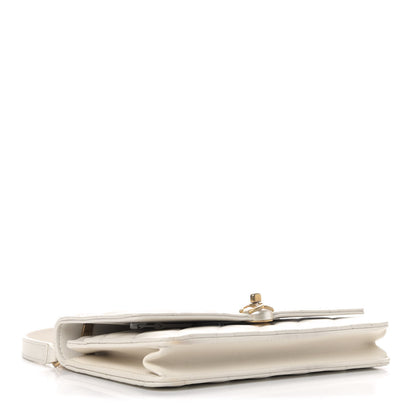 Chanel Calfskin Quilted Pearl CC Wallet On Chain WOC White 3 of 6