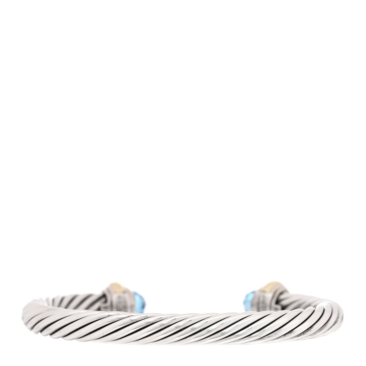 Sterling Silver 14K Yellow Gold Blue Topaz 7mm Cable Classics Bracelet