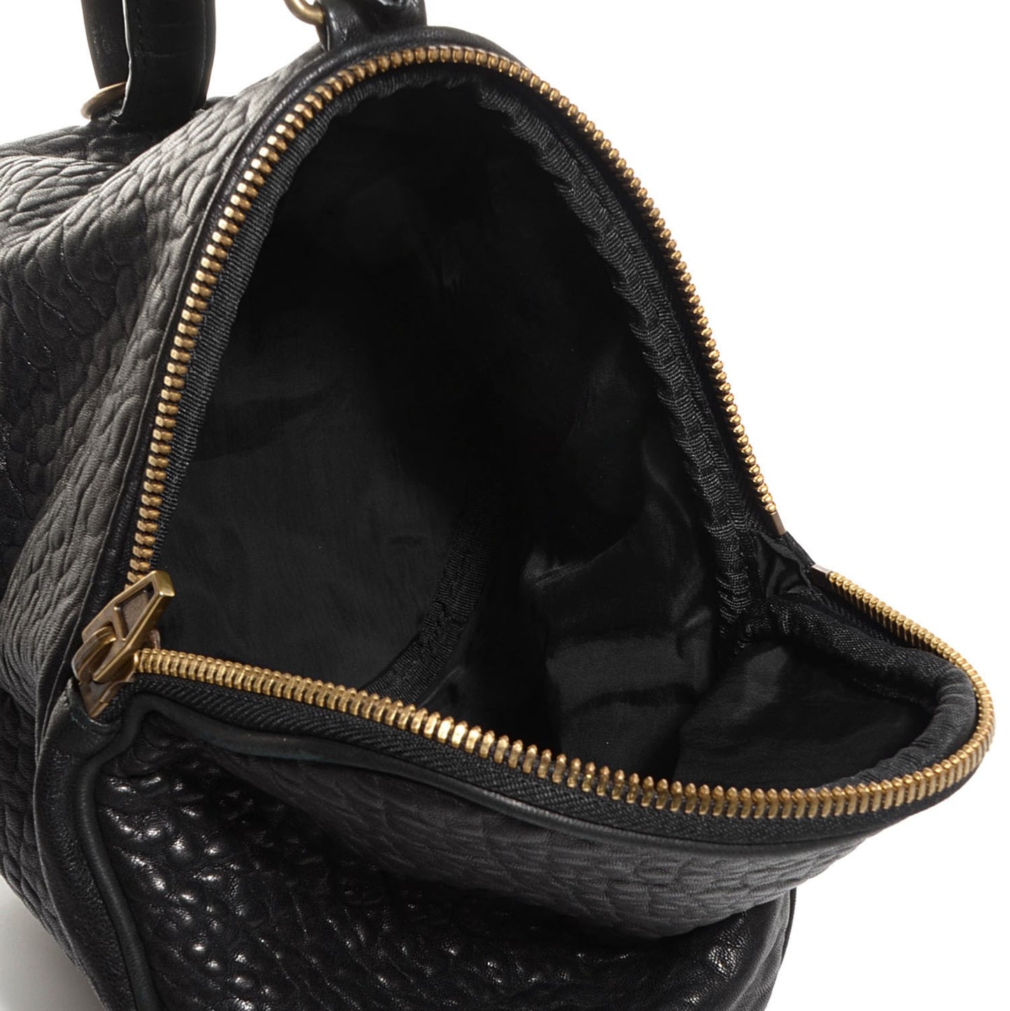 Pebbled Lambskin Angela Pochette Black Antique Brass Hardware