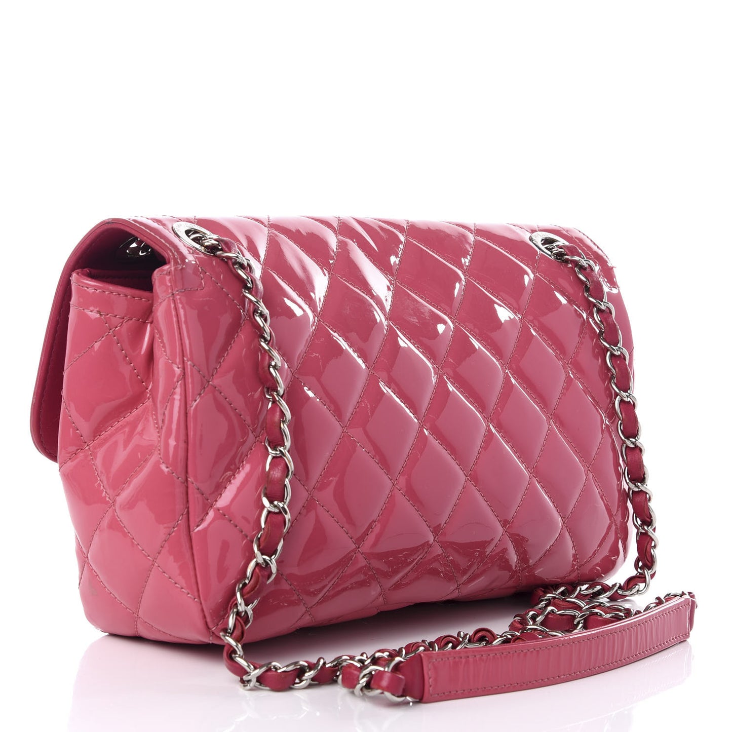 Patent Quilted Large Coco Shine Flap Pink