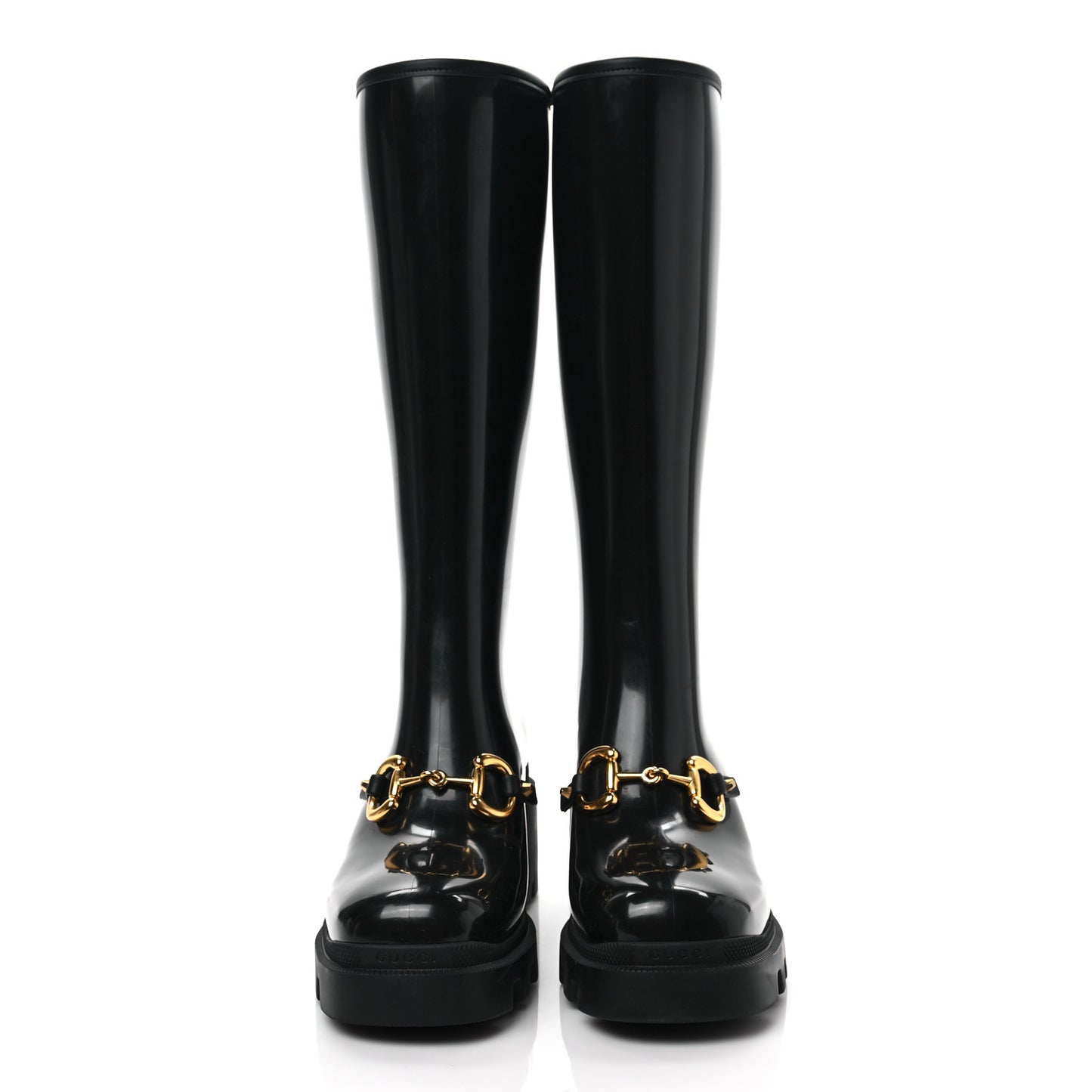 Rubber Horsebit Knee High Boots 40 Black