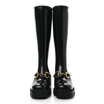 Gucci Rubber Horsebit Knee High Boots 40 Black 2 of 6