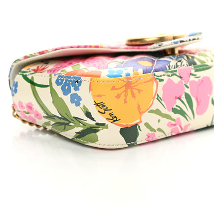 Gucci X KEN SCOTT Calfskin Matelasse Floral Print Super Mini GG Marmont Shoulder Bag Ivory Pink 9 of 13