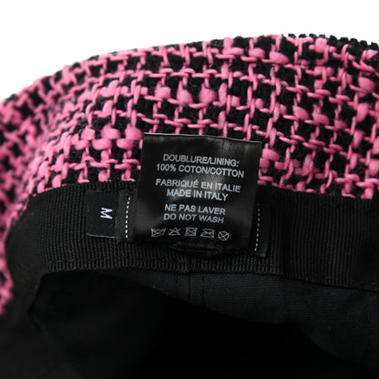 Chanel Cotton Tweed CC Snowflake Cap Hat M Pink Black 9 of 9