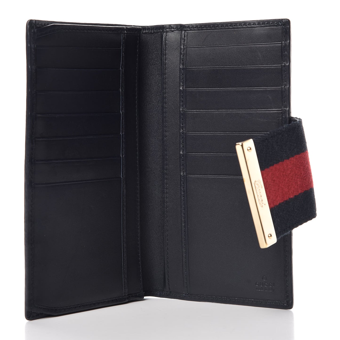 Monogram Calfskin Ladies Web Continental Wallet Beige Blue