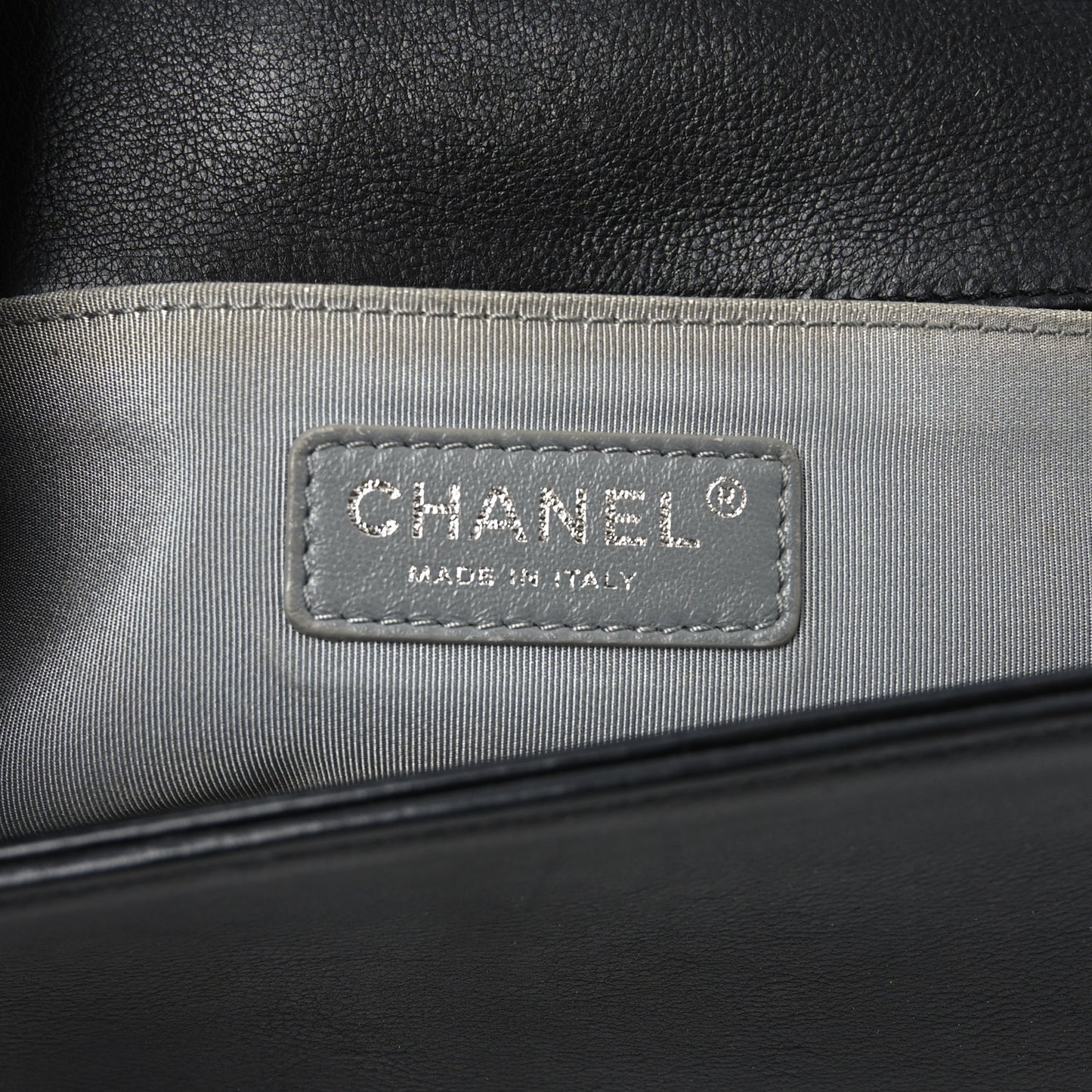 Calfskin Quilted Small Boy Flap Black