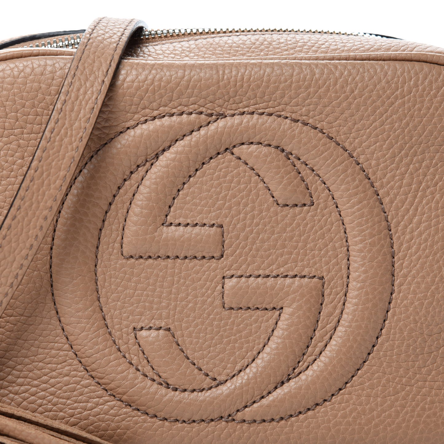 Pebbled Calfskin Small Soho Disco Bag Camelia