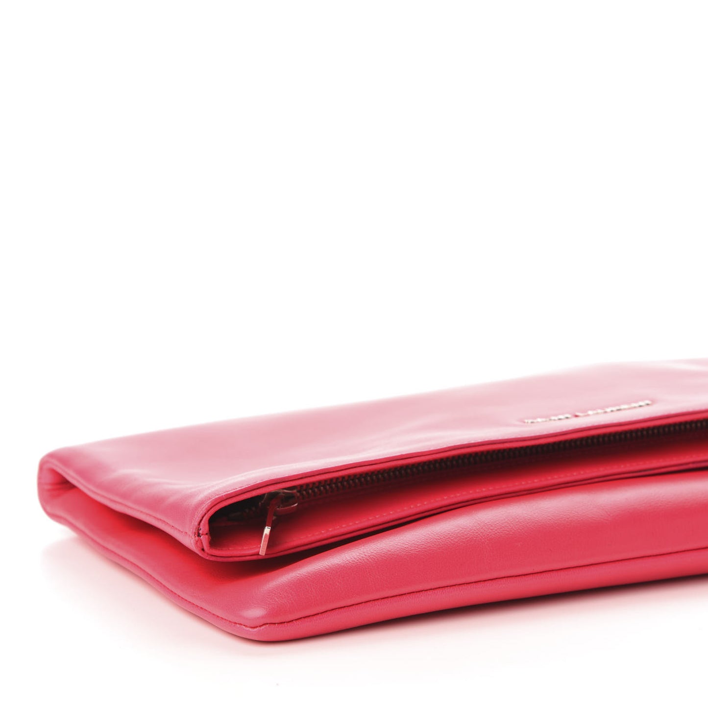 Smooth Calfskin Letters Fold-Over Clutch Fuchsia