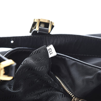 Prada Tessuto Nylon Soft Calf Shoulder Bag Black 7 of 11
