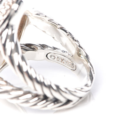 David Yurman Sterling Silver Prasiolite Diamond 18mm Signature Oval Ring 52 6 5 of 5