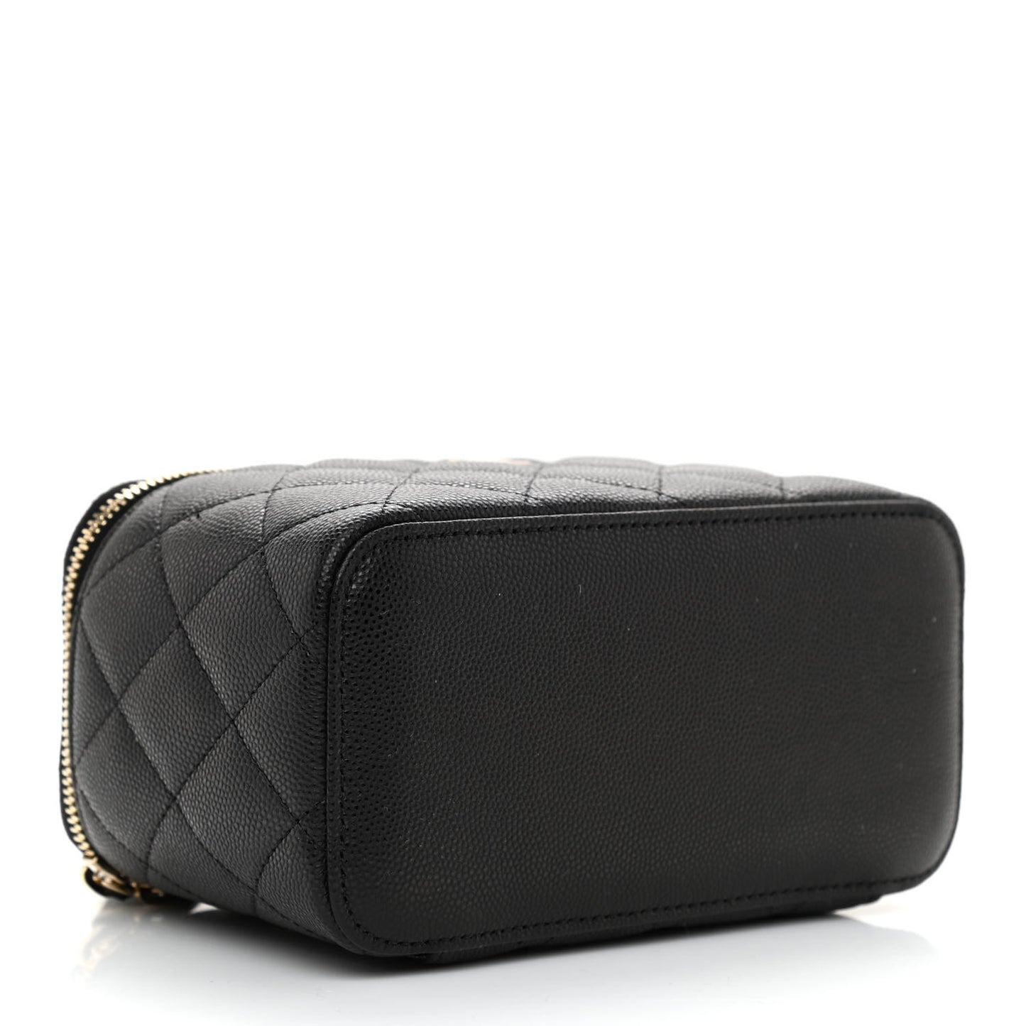 Caviar Quilted Small Vanity Case With Chain Black