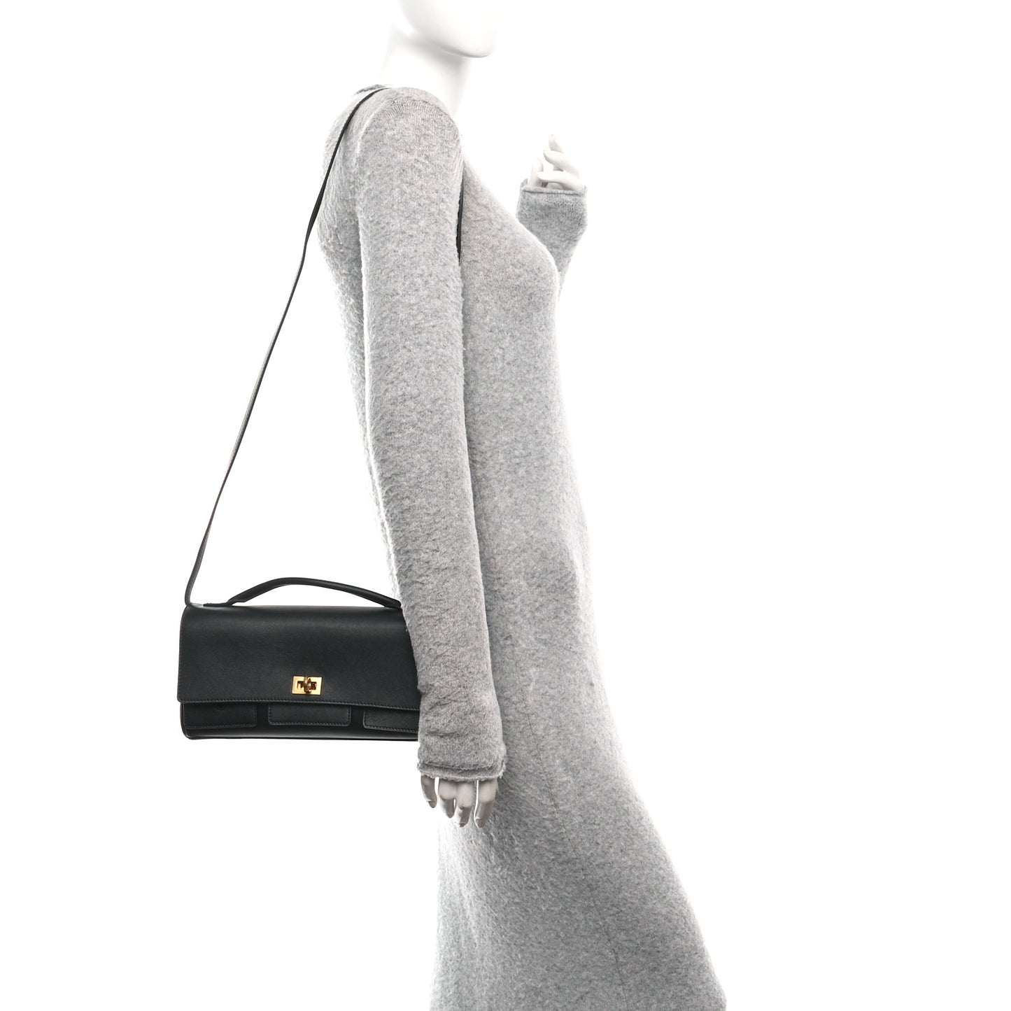 Smooth Calfskin Small Bel Air Clutch On Strap Black