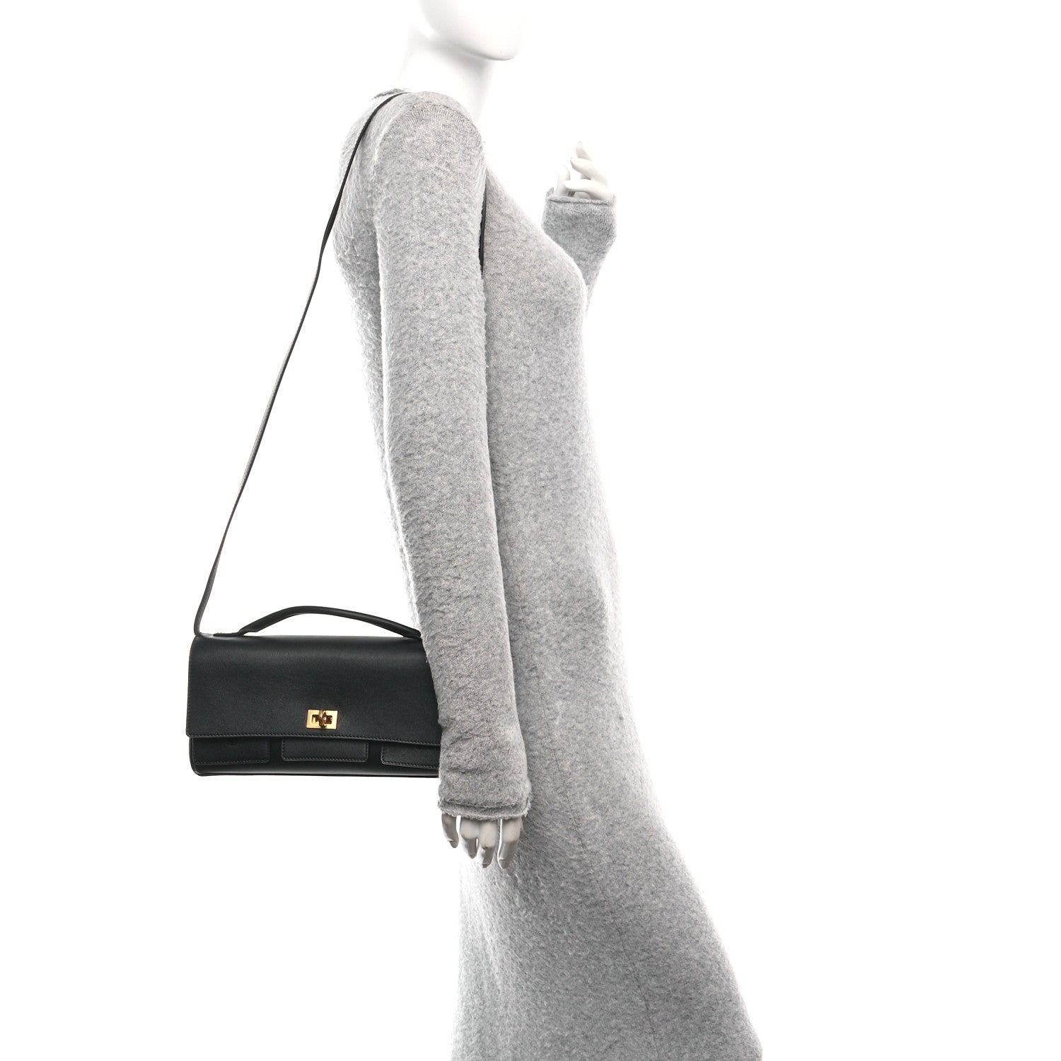 Balenciaga Smooth Calfskin Small Bel Air Clutch On Strap Black 3 of 10