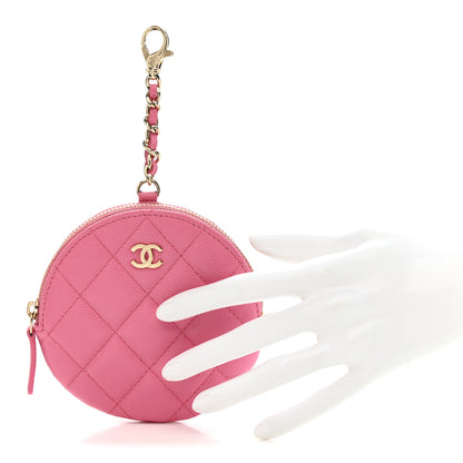 Chanel Caviar Quilted Round Clip On Coin Purse Pink 2 of 8