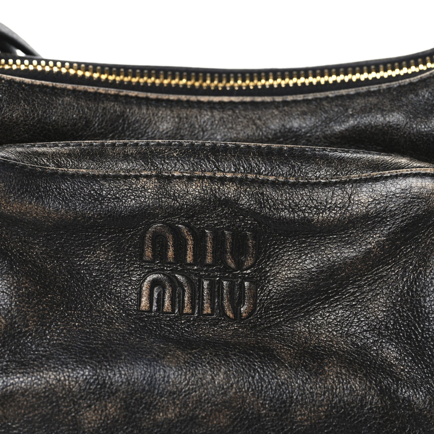Miu Miu Distressed Nappa Pocket Bag  Sand Coffee 7 of 9