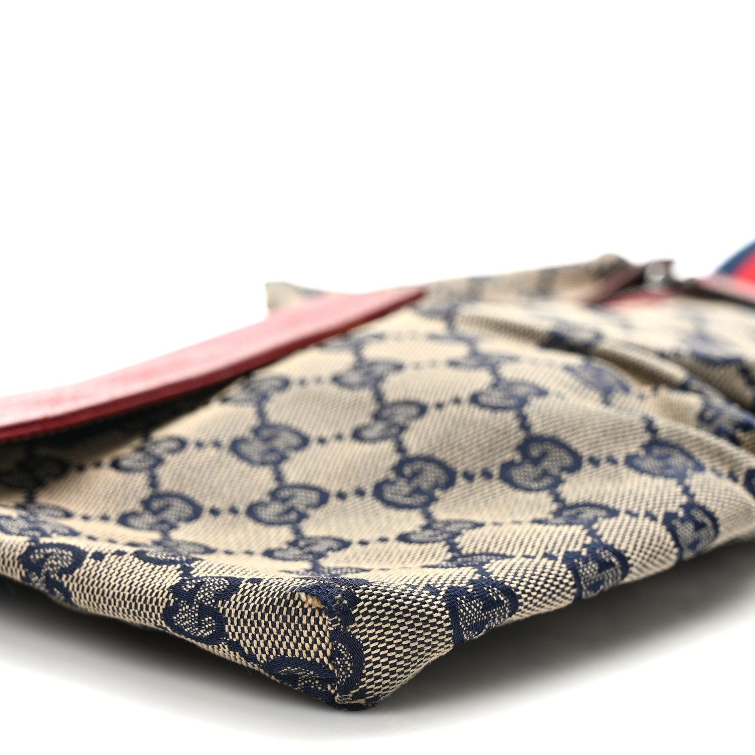 Gucci GG Monogram Web Double Pocket Belt Bag Navy Red 8 of 10