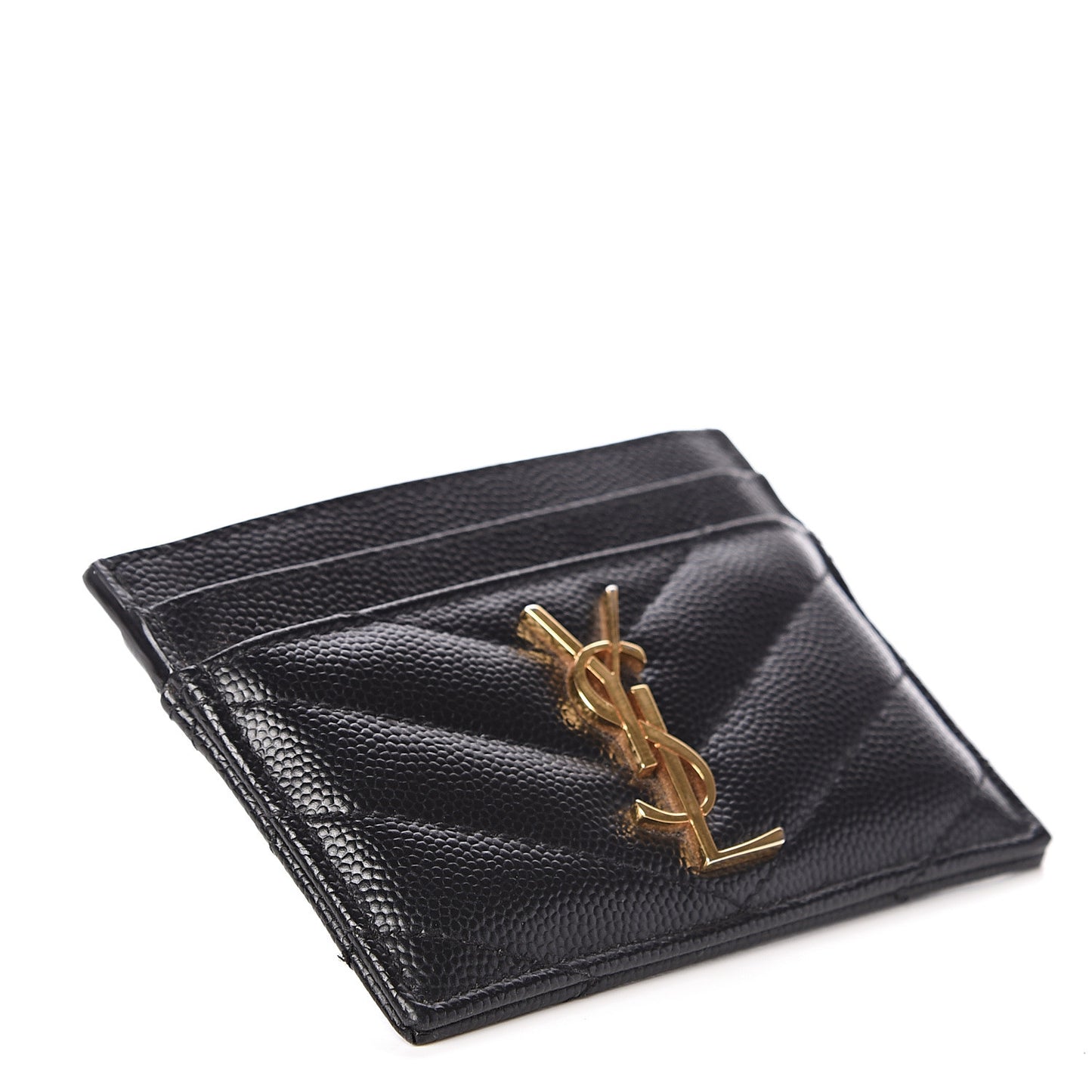 Grain De Poudre Matelasse Chevron Monogram Credit Card Case Black