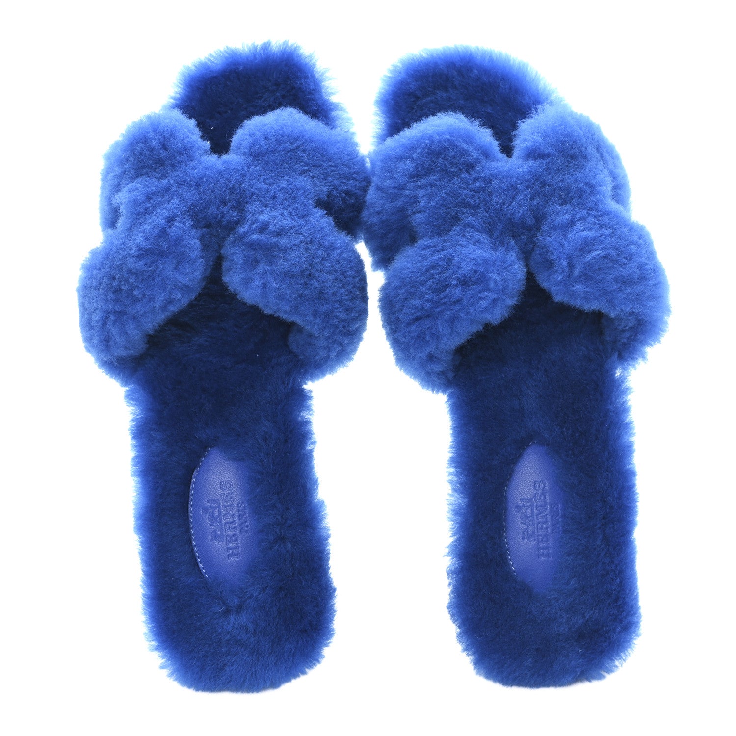 Hermes Woolskin Oran Sandals 37 Blue 2 of 9
