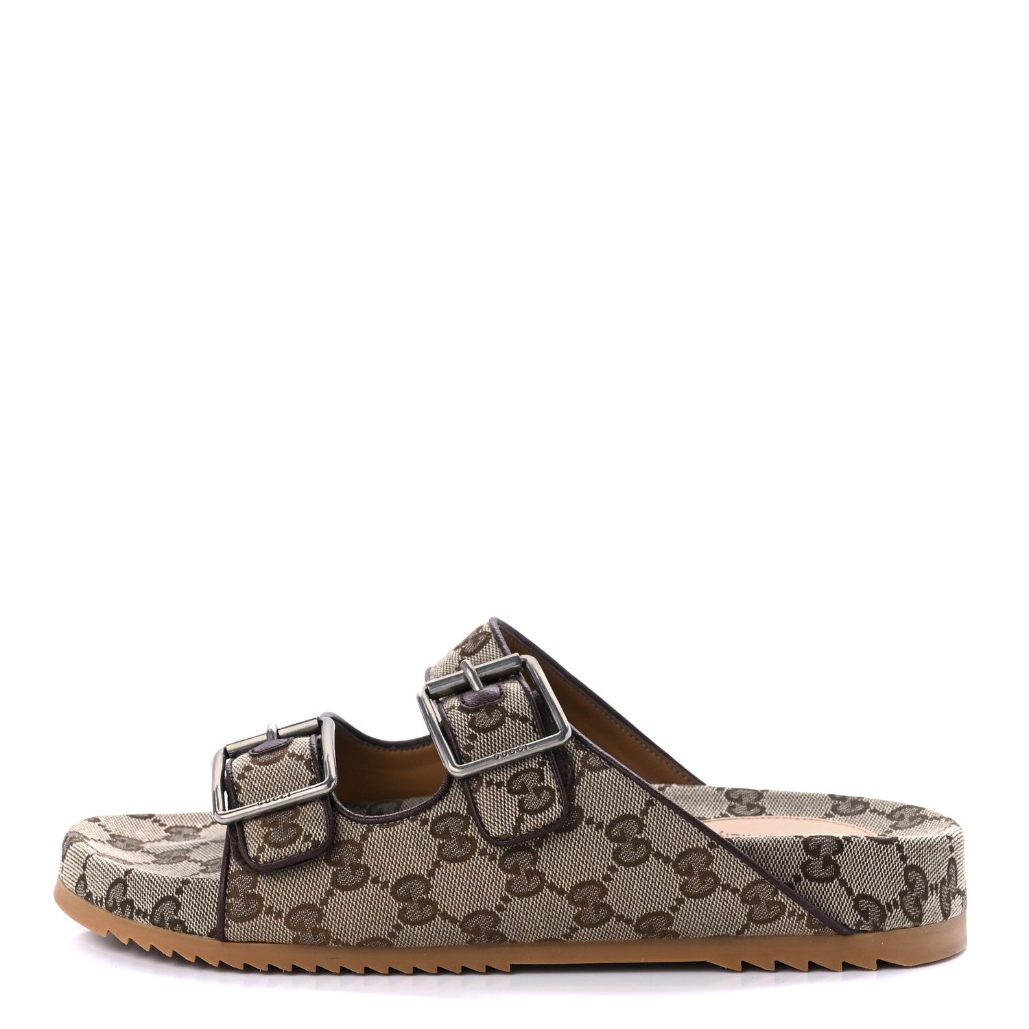 Gucci GG Monogram Lavaredo Eco Fabric Mens Slide Sandals With Straps 8 Beige Ebony Light Brown 1 of 8