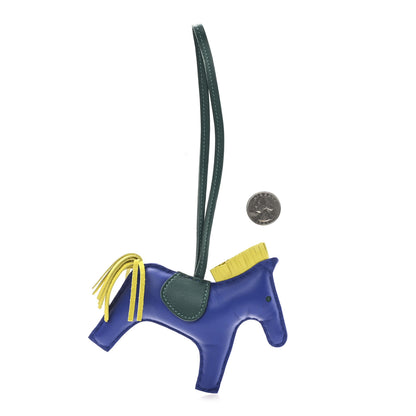 Hermes Milo Lambskin Grigri Rodeo Horse Bag Charm MM Bleu Electrique Malachite Lime 2 of 4