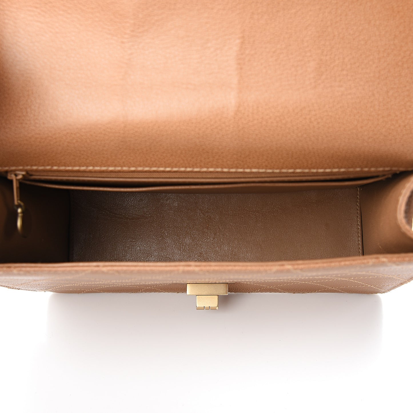 Calfskin Stitched Mademoiselle Flap Brown