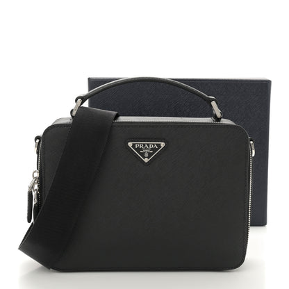Prada Saffiano Travel Medium Brique Crossbody Bag Black 10 of 10
