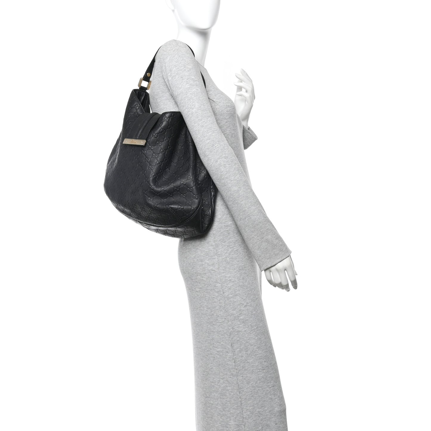 Guccissima Large New Ladies Web Hobo Black