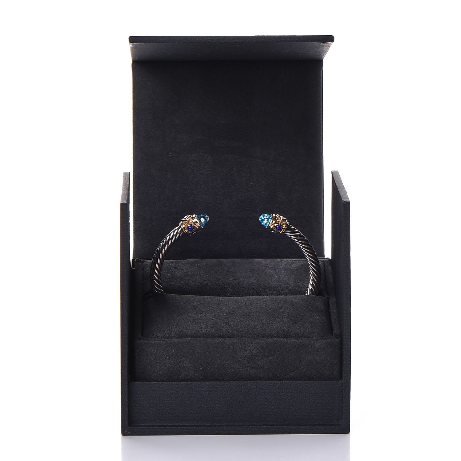 David Yurman Sterling Silver 14K Yellow Gold Blue Topaz Lapis Lazuli 5mm Cable Renaissance Bracelet 6 of 6
