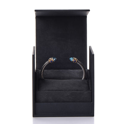 David Yurman Sterling Silver 14K Yellow Gold Blue Topaz Lapis Lazuli 5mm Cable Renaissance Bracelet 6 of 6