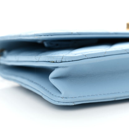 Chanel Lambskin Quilted CC Pearl Crush Wallet on Chain WOC Light Blue 10 of 13