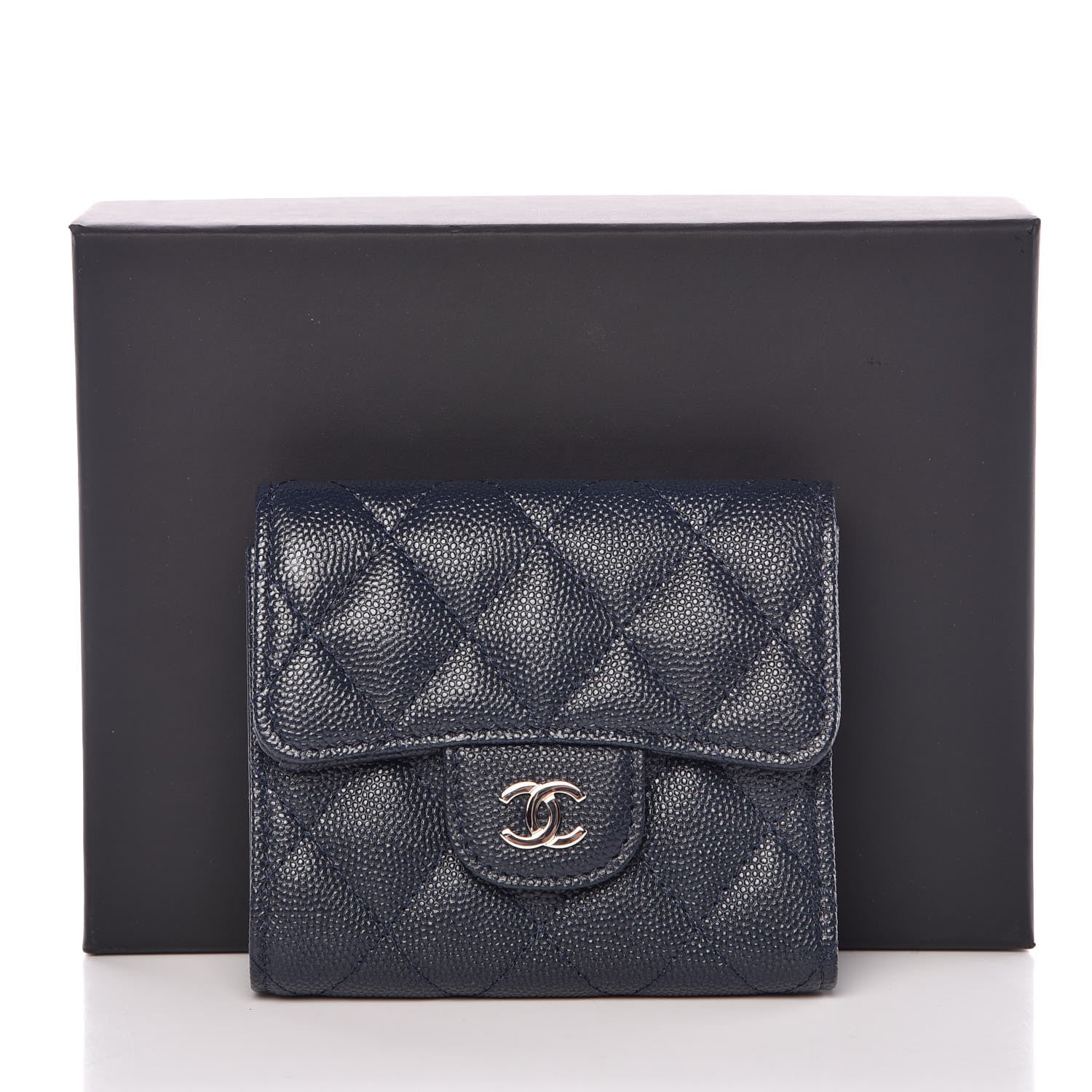Chanel Caviar Quilted Compact Flap Wallet Navy 9 of 9