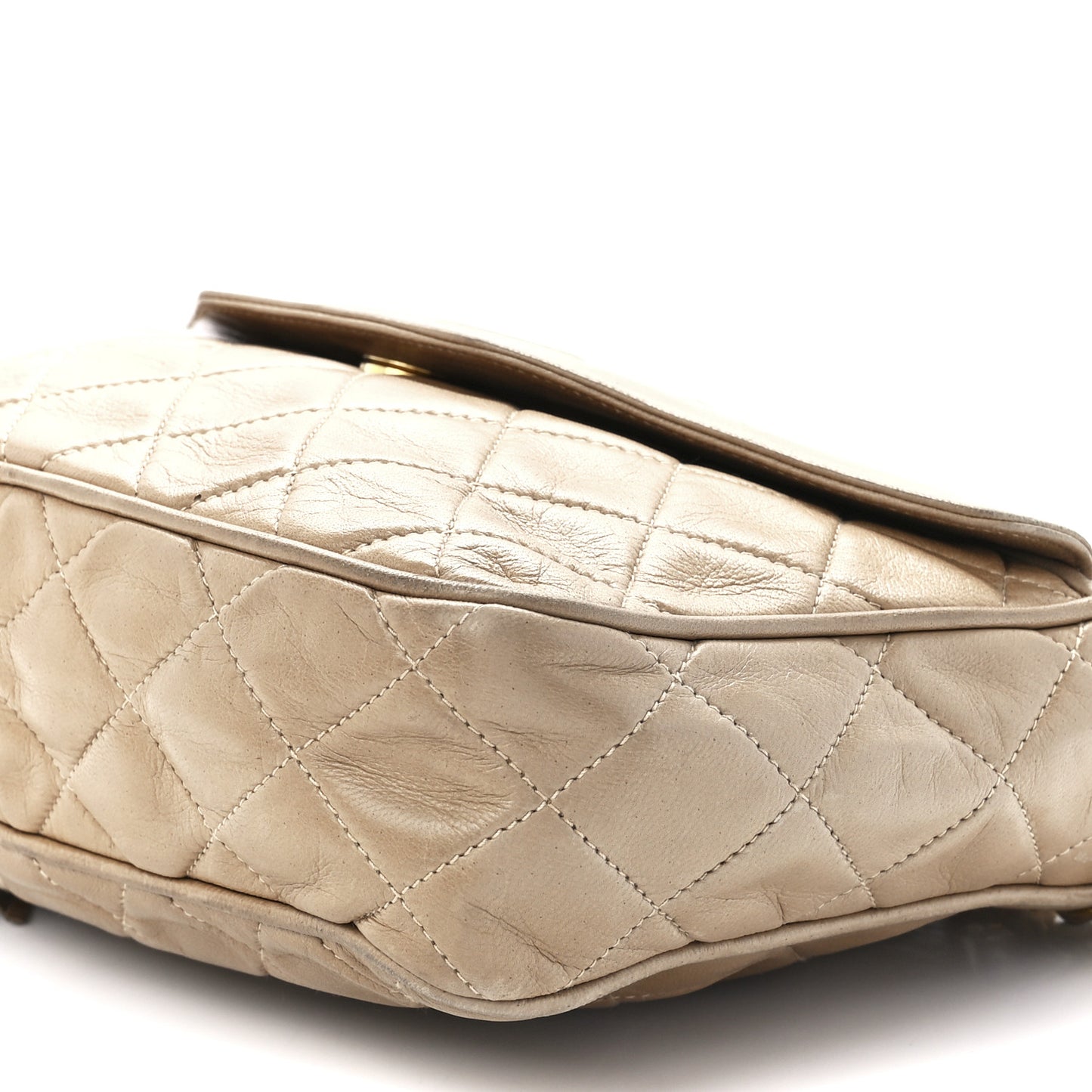 Lambskin Quilted Tassel Camera Case Beige