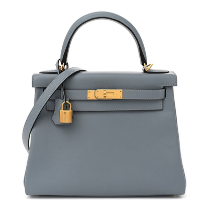 Hermes Evercolor Kelly Retourne 28 Bleu Lin 1 of 13