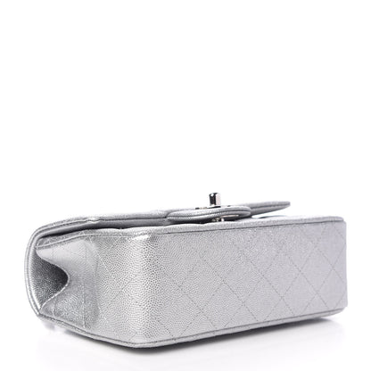 Chanel Metallic Caviar Quilted Mini Top Handle Rectangular Flap Silver 4 of 10