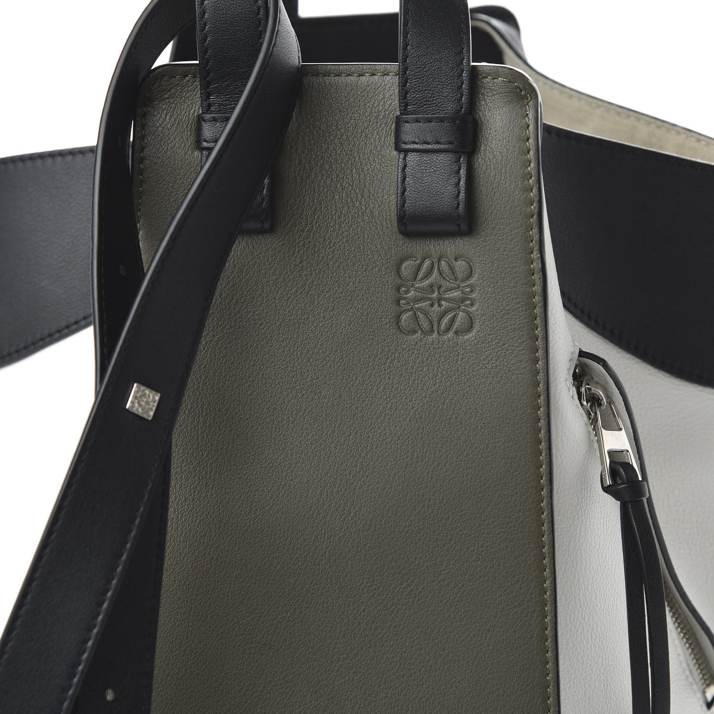 Calfskin Small Hammock Shoulder Bag Khaki Green Soft White