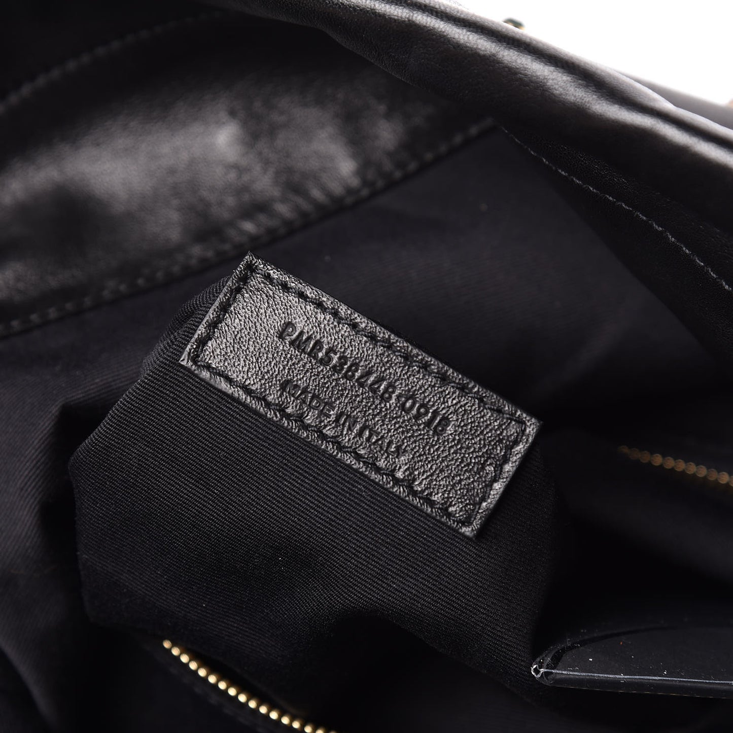 Lambskin Charm Studded Teddy Drawstring Bag Black