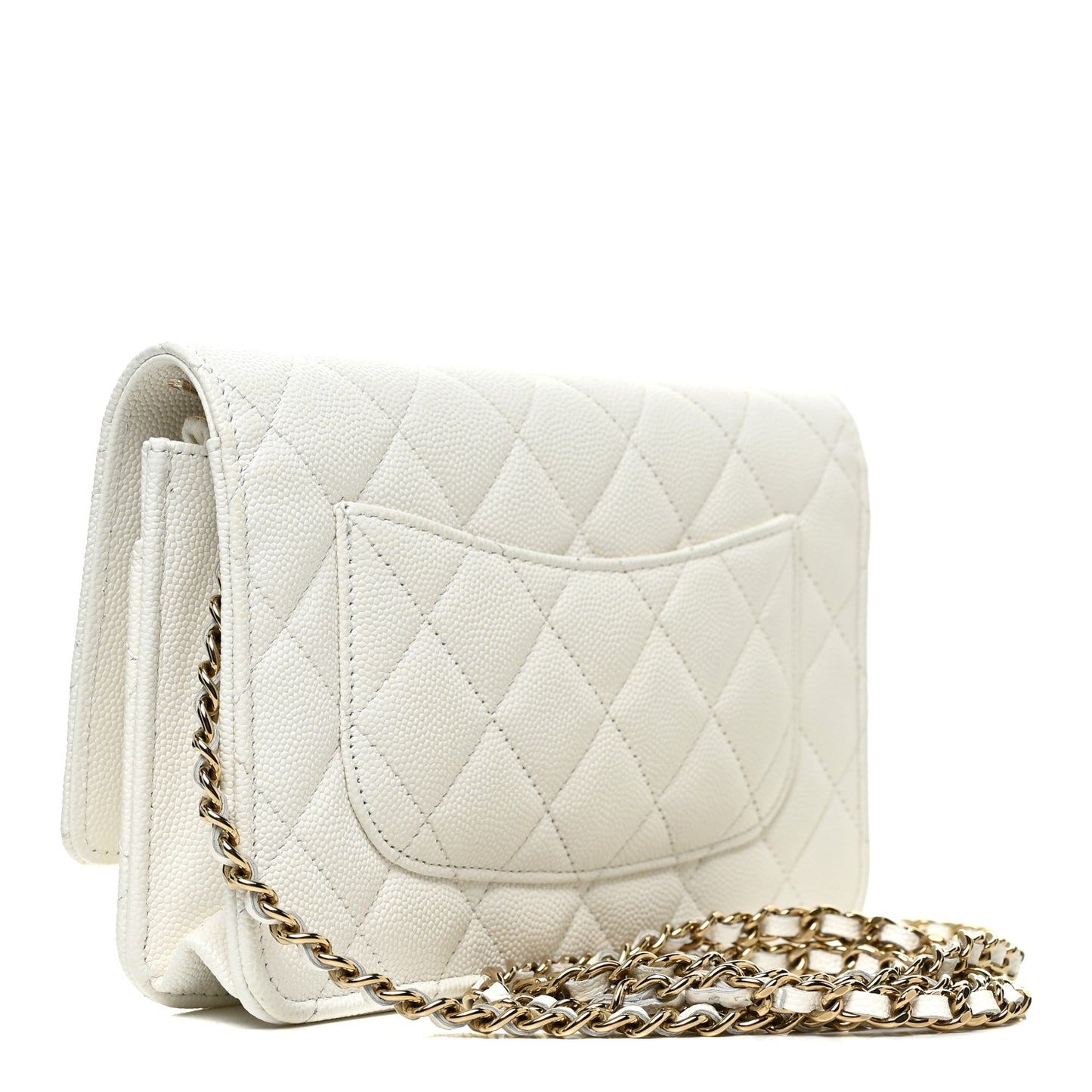 Caviar Quilted Wallet On Chain WOC White